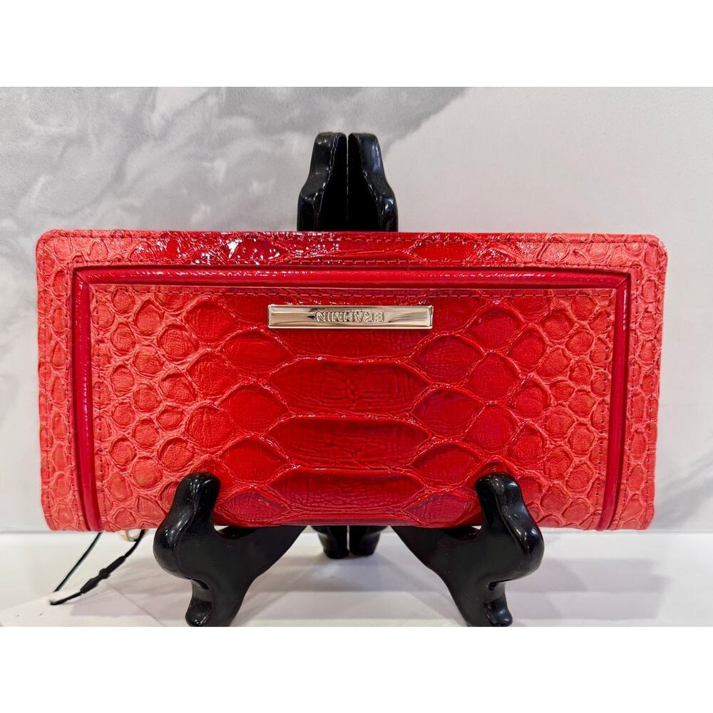 Brahmin Ady Flame Calimero Red Wallet NWT Croc Embossed Leather Finish